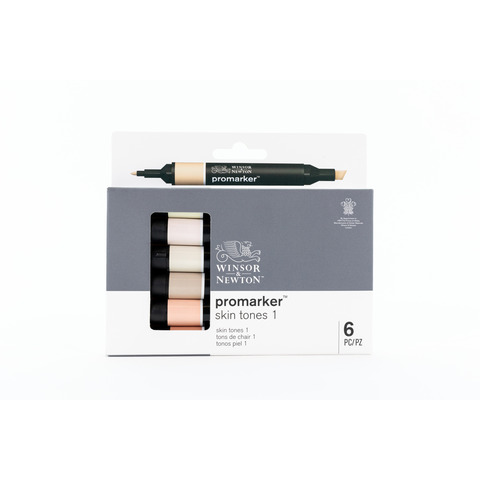 Pennarelli Winsor&Newton Promarker doppia punta fine-larga - conf. 6 pz toni carne chiaro - 0290114